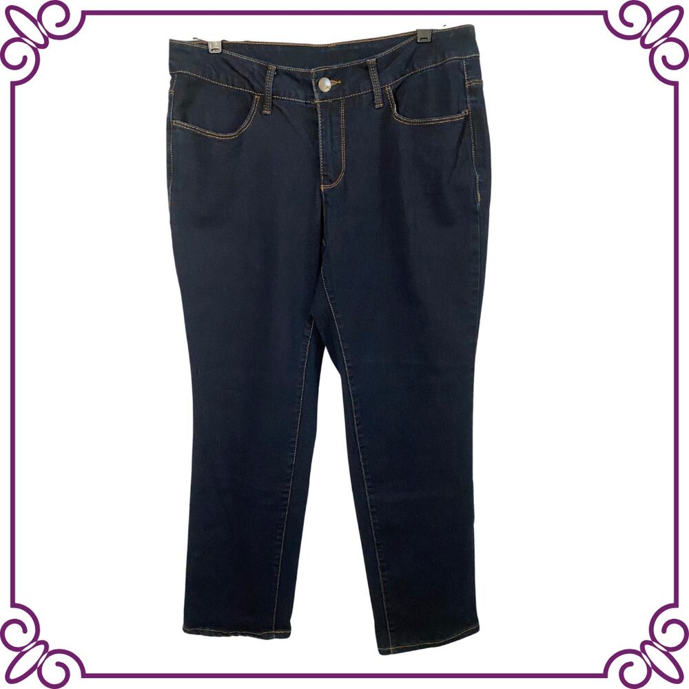 Faded Glory Petite Mid Rise Dark Blue Stretch Jeans 14 Petite